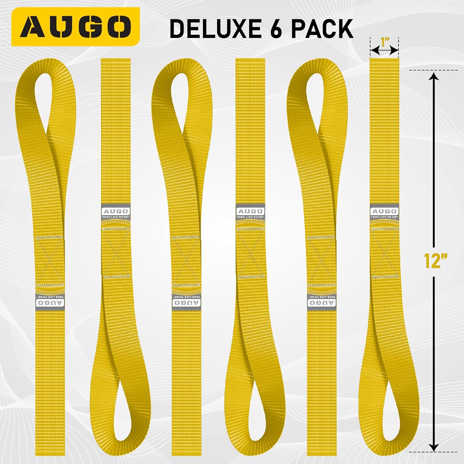 Soft Loop Tie Down Straps - 6 Pack - 1" x 12" - 4500 Lb Break Strength