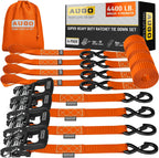 Heavy Duty Ratchet Straps - 4 Pack - 1.5" x 10 Ft - 4400 Lb Break Strength