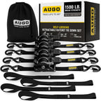 Heavy Duty Retractable Ratchet Straps - 4 Pack - 1" x 12 Ft - 1500 Lb Break Strength