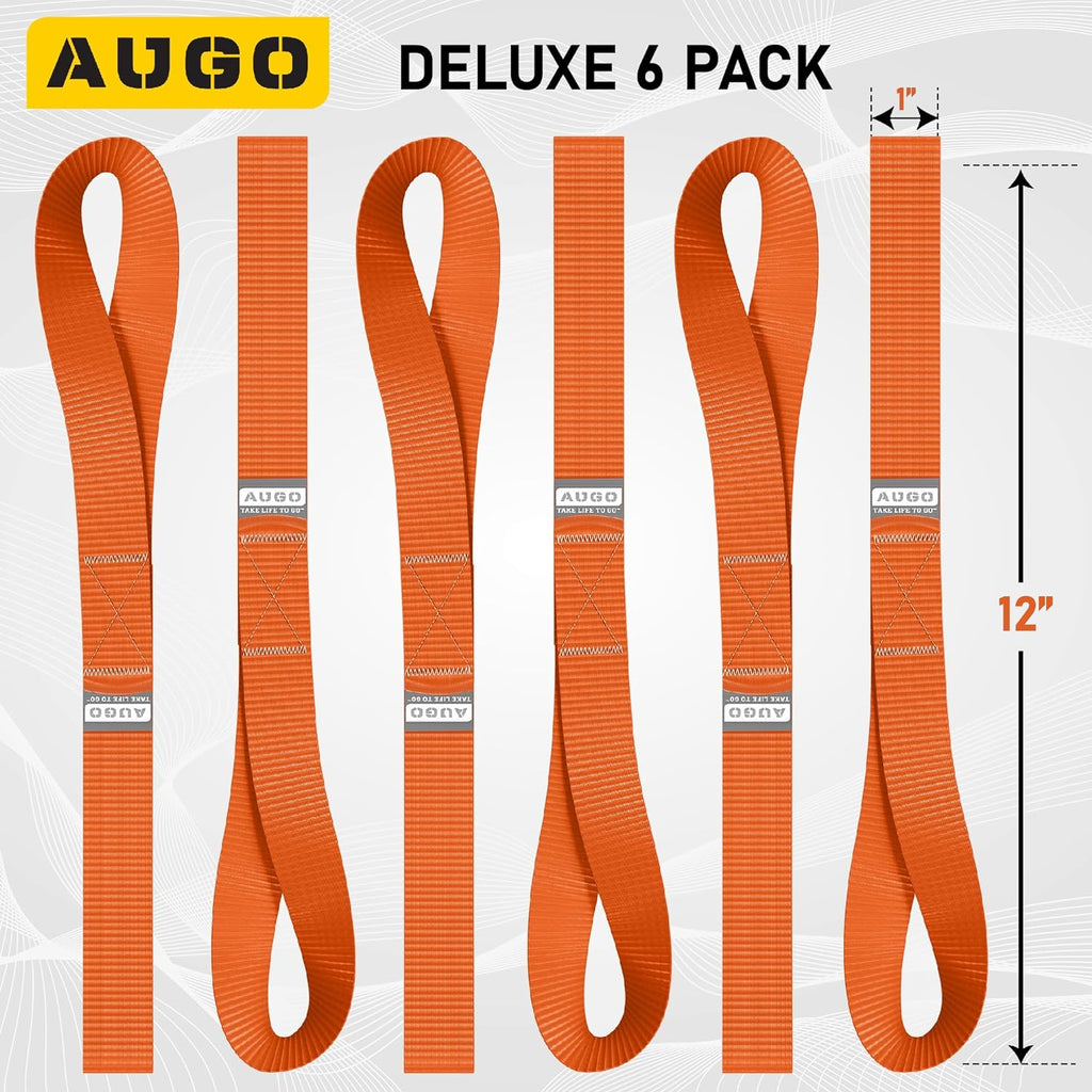 Soft Loop Tie Down Straps - 6 Pack - 1" x 12" - 4500 Lb Break Strength