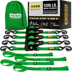 Retractable Ratchet Straps - 4 Pack - 1" x 10 Ft - 1200 Lb Break Strength