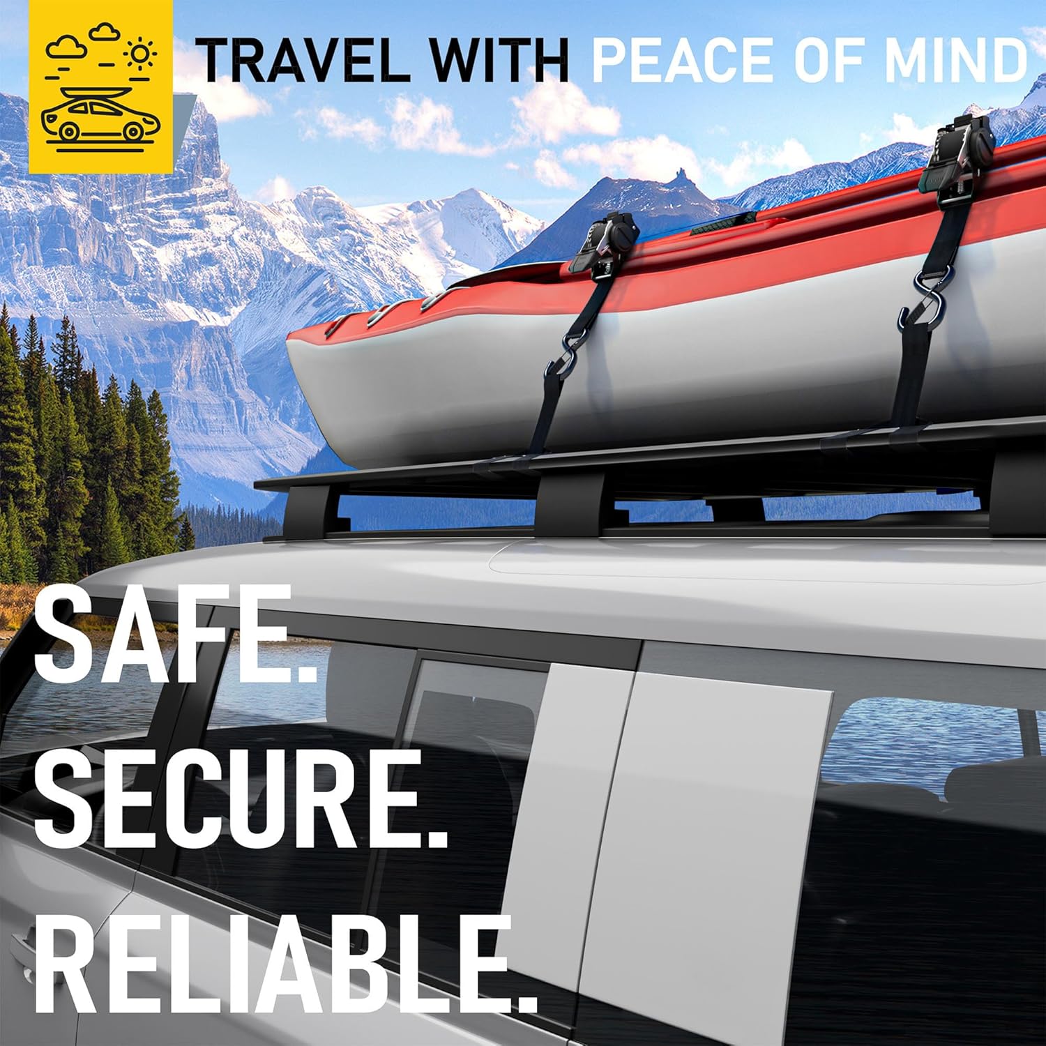 Heavy Duty Retractable Ratchet Straps - 4 Pack - 1