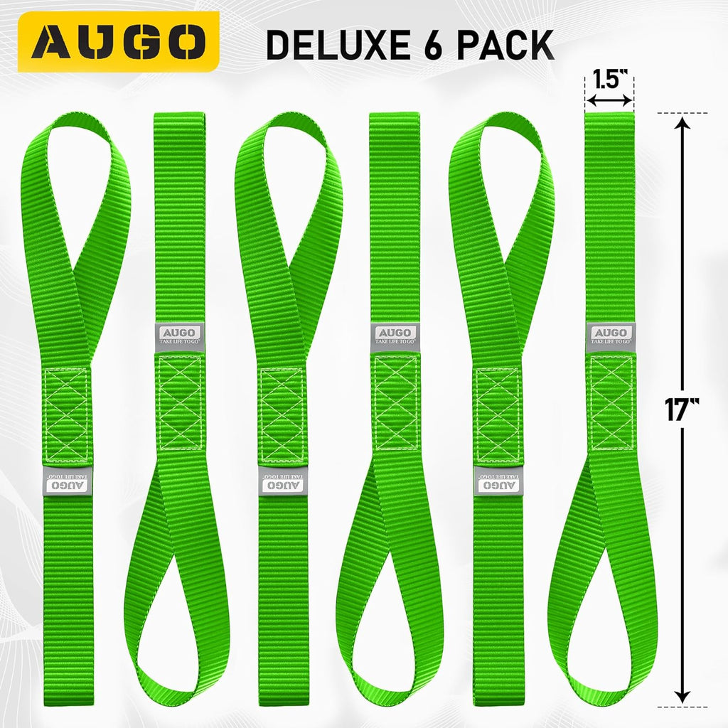Heavy Duty Soft Loop Tie Down Straps - 6 Pack - 1.5" x 17" - 10000 Lb Break Strength