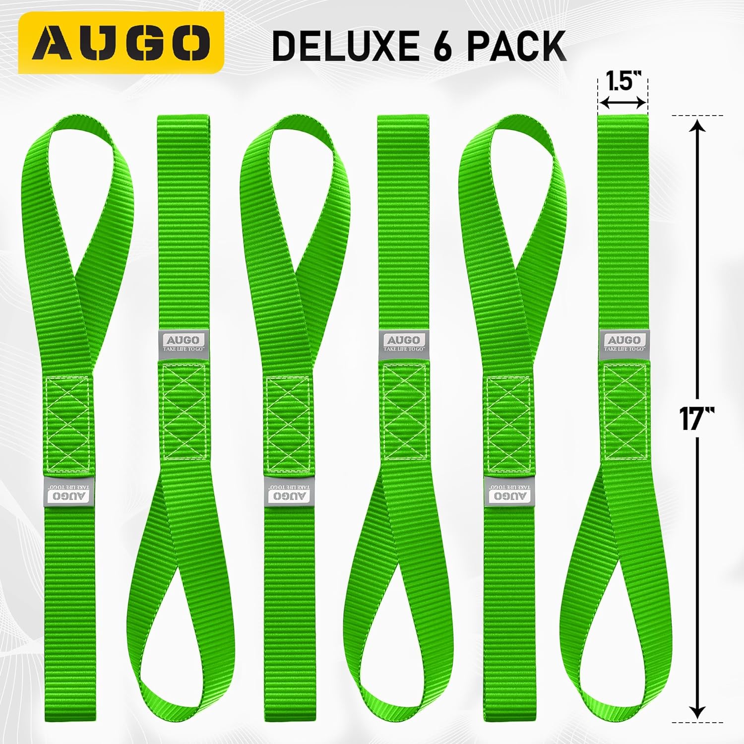 Heavy Duty Soft Loop Tie Down Straps - 6 Pack - 1.5" x 17" - 10000 Lb Break Strength