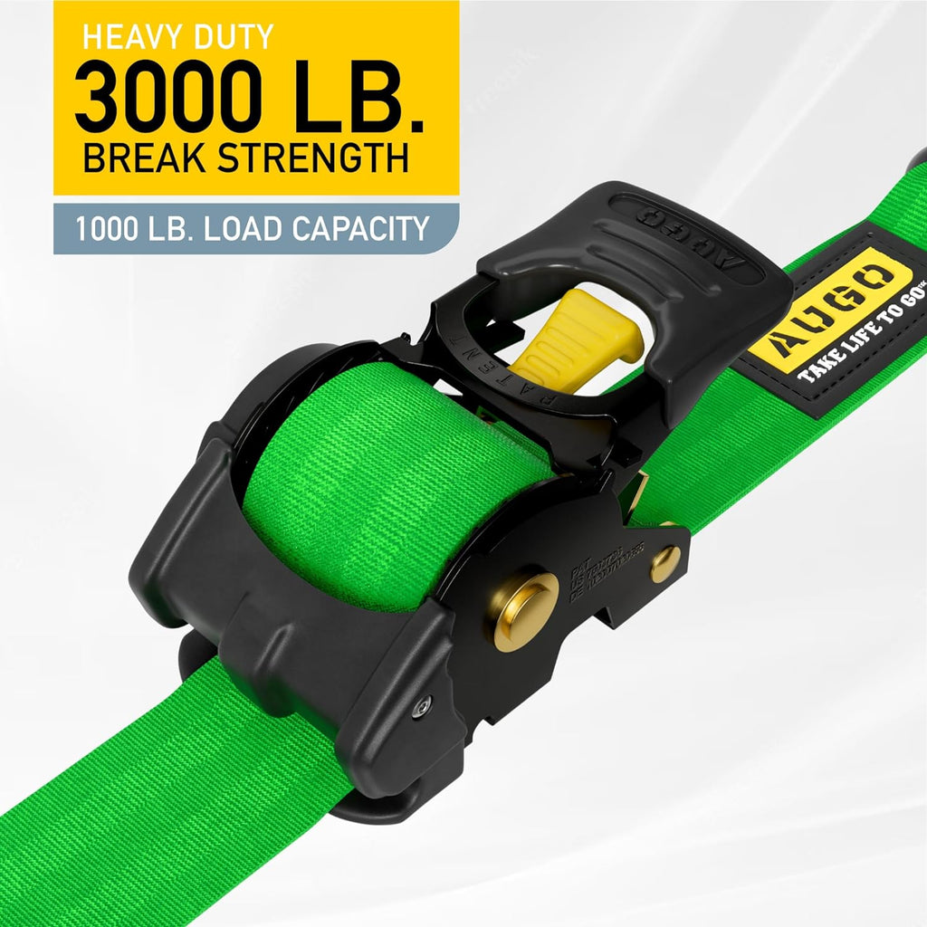 Heavy Duty Retractable Ratchet Straps - 2 Pack - 2" x 10 Ft - 3000 Lb Break Strength