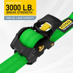 Heavy Duty Retractable Ratchet Straps - 2 Pack - 2" x 10 Ft - 3000 Lb Break Strength