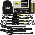Retractable Ratchet Straps - 4 Pack - 1" x 10 Ft - 1200 Lb Break Strength