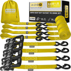 Heavy Duty Ratchet Straps - 4 Pack - 1.5" x 10 Ft - 4400 Lb Break Strength