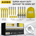 Heavy Duty Ratchet Straps - 4 Pack - 1.5" x 10 Ft - 4400 Lb Break Strength