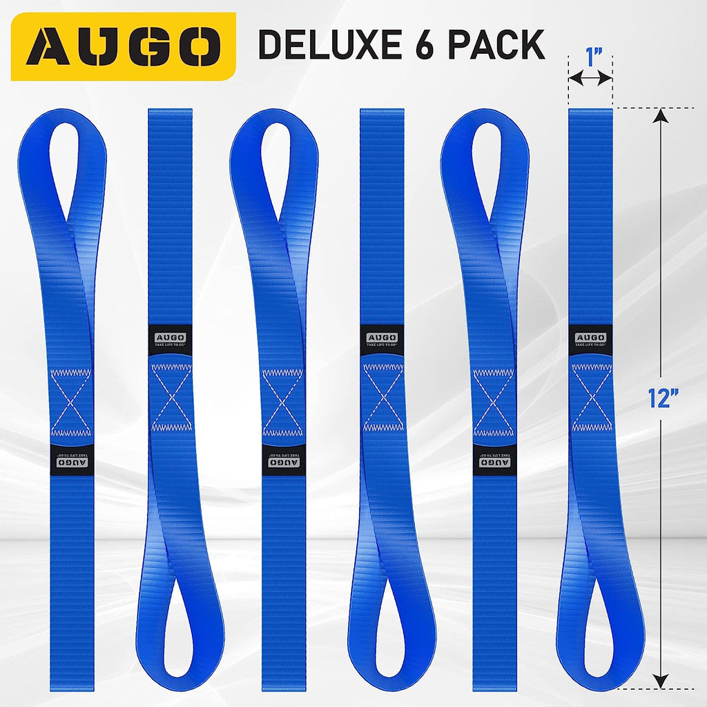 Soft Loop Tie Down Straps - 6 Pack - 1" x 12" - 4500 Lb Break Strength