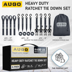 Heavy Duty Ratchet Straps - 4 Pack - 1.5" x 15 Ft - 4400 Lb Break Strength
