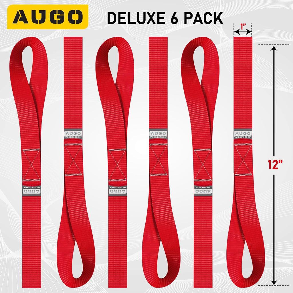 Soft Loop Tie Down Straps - 6 Pack - 1" x 12" - 4500 Lb Break Strength