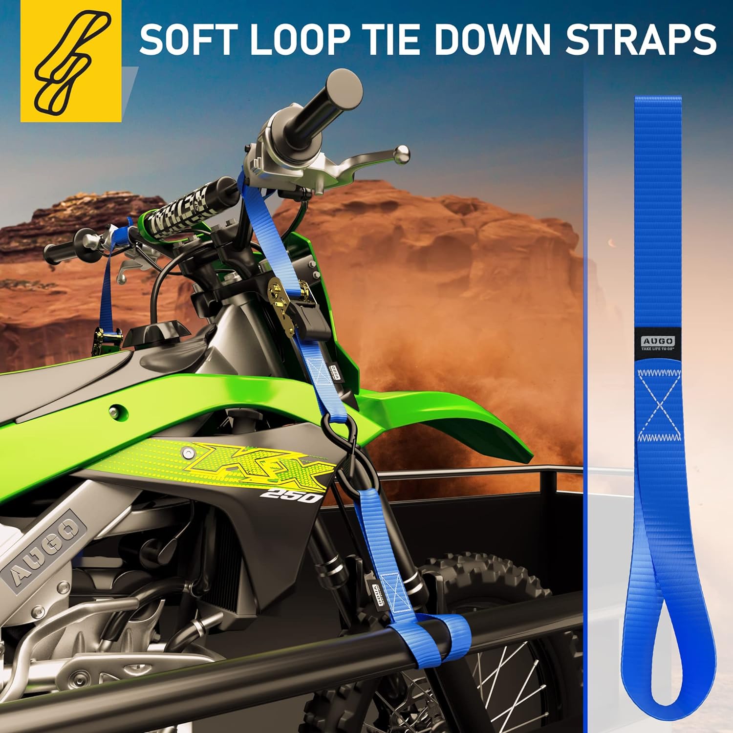 Soft Loop Tie Down Straps - 6 Pack - 1" x 12" - 4500 Lb Break Strength