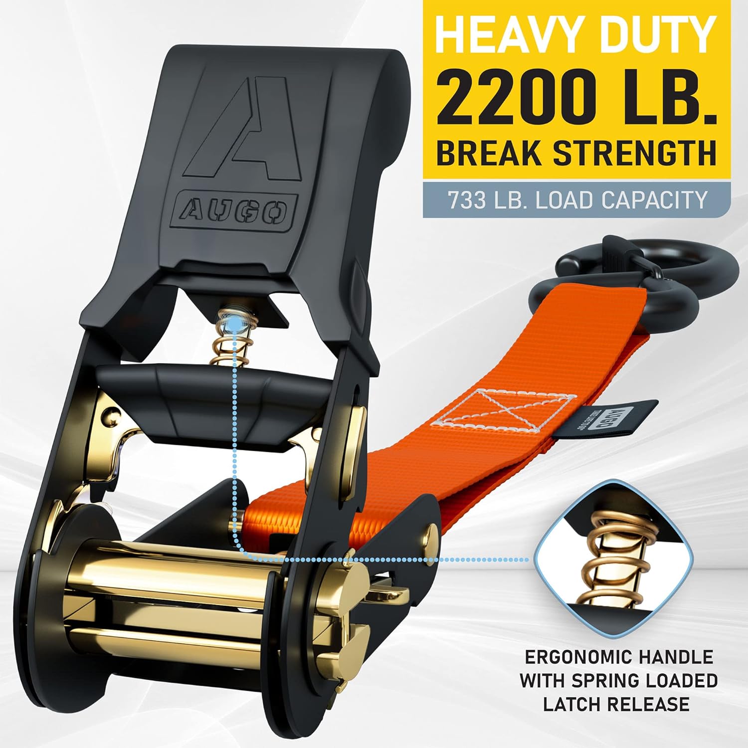 Ratchet Straps - 4 Pack - 1" x 15 Ft - 2200 Lb Break Strength