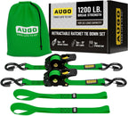 Retractable Ratchet Straps - 2 Pack - 1" x 10 Ft - 1200 Lb Break Strength