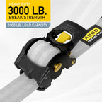 Heavy Duty Retractable Ratchet Straps - 2 Pack - 2" x 10 Ft - 3000 Lb Break Strength