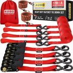 Ratchet Straps - 4 Pack - 1" x 15 Ft - 2200 Lb Break Strength