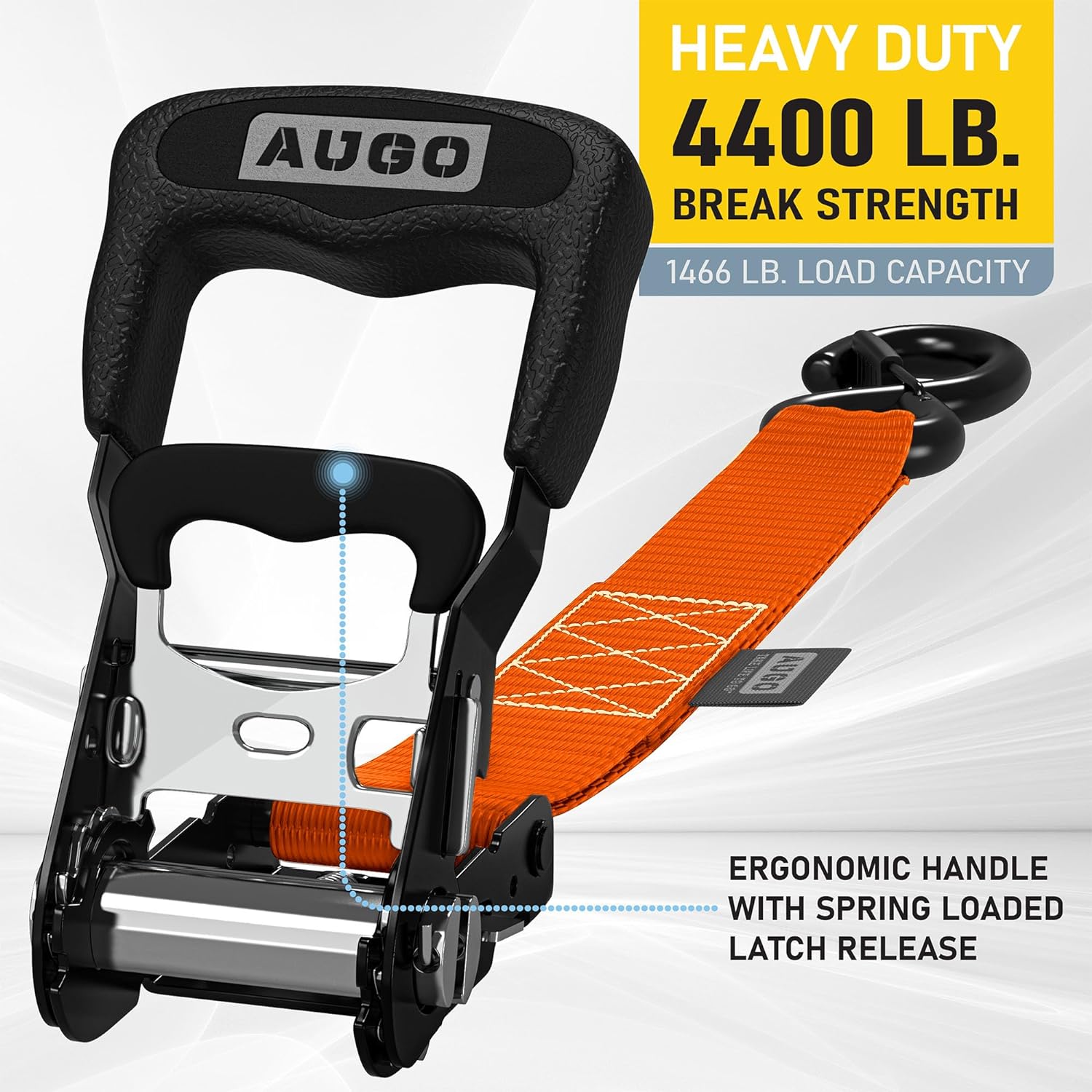 Heavy Duty Ratchet Straps - 4 Pack - 1.5" x 10 Ft - 4400 Lb Break Strength