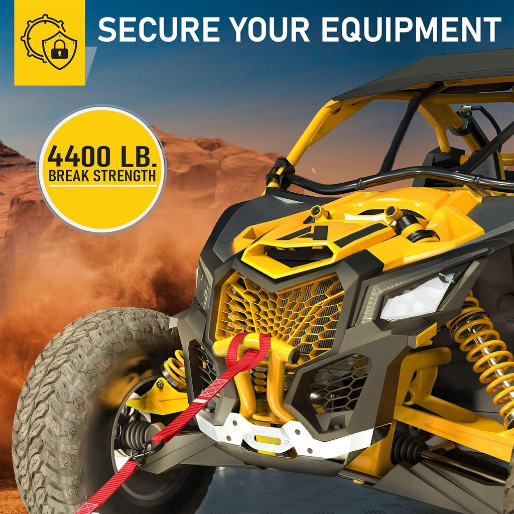 Heavy Duty Ratchet Straps - 4 Pack - 1.5" x 15 Ft - 4400 Lb Break Strength