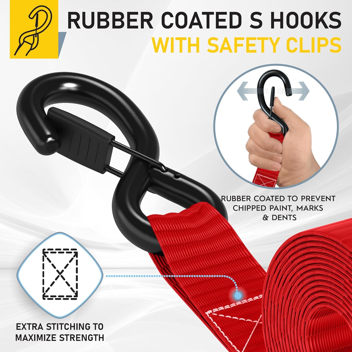 Heavy Duty Ratchet Straps - 4 Pack - 1.5" x 10 Ft - 4400 Lb Break Strength