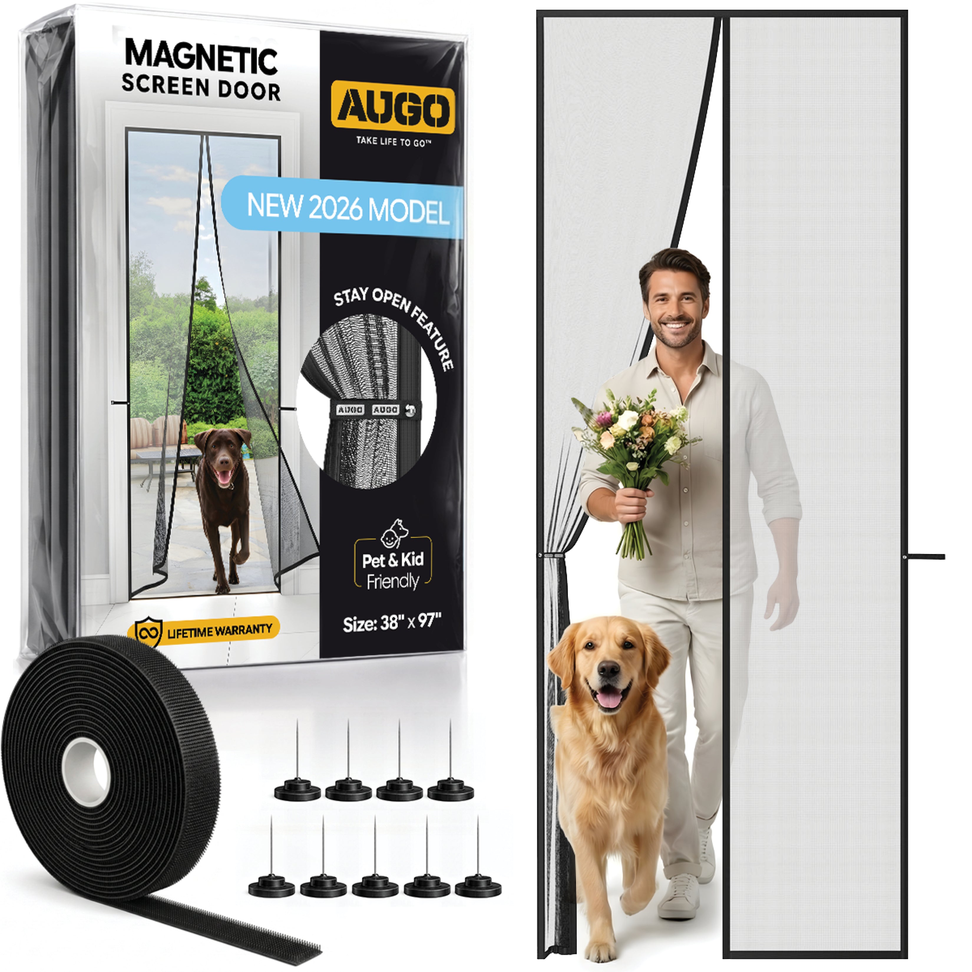 Heavy Duty Magnetic Mesh Screen Door