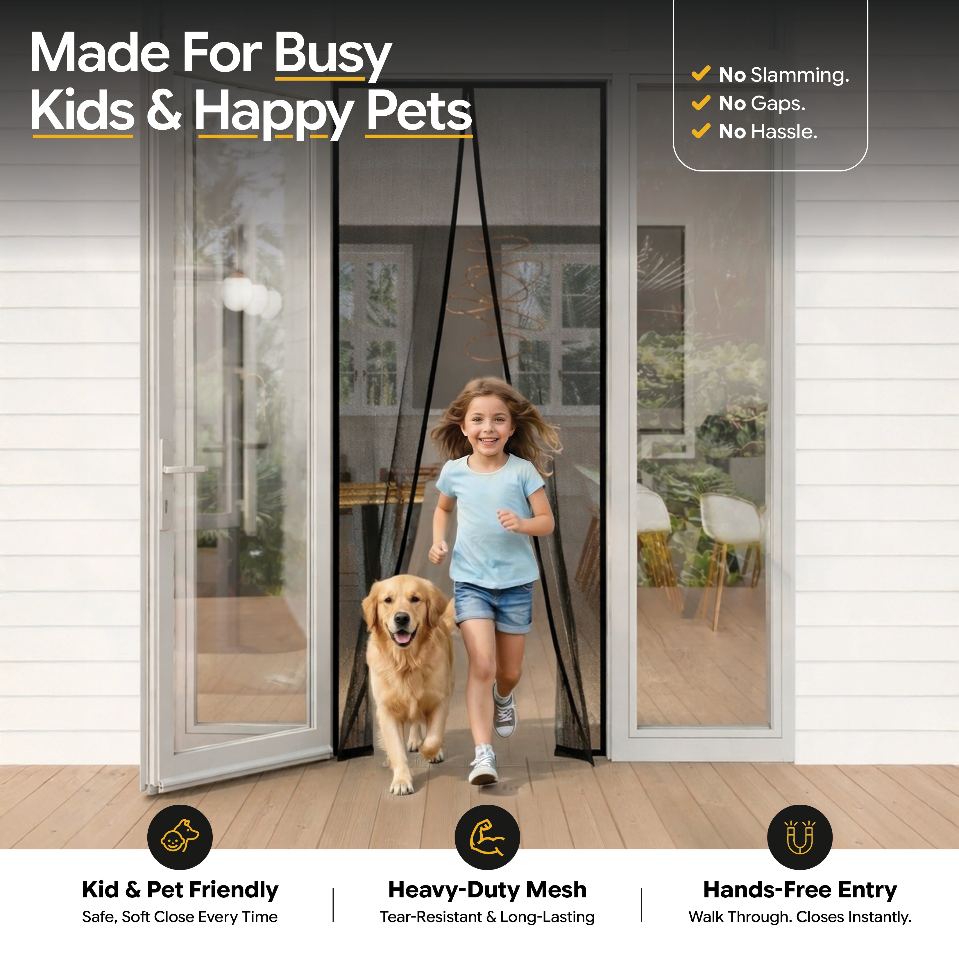Heavy Duty Magnetic Mesh Screen Door