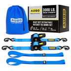 Heavy Duty Retractable Ratchet Straps - 2 Pack - 2" x 10 Ft - 3000 Lb Break Strength