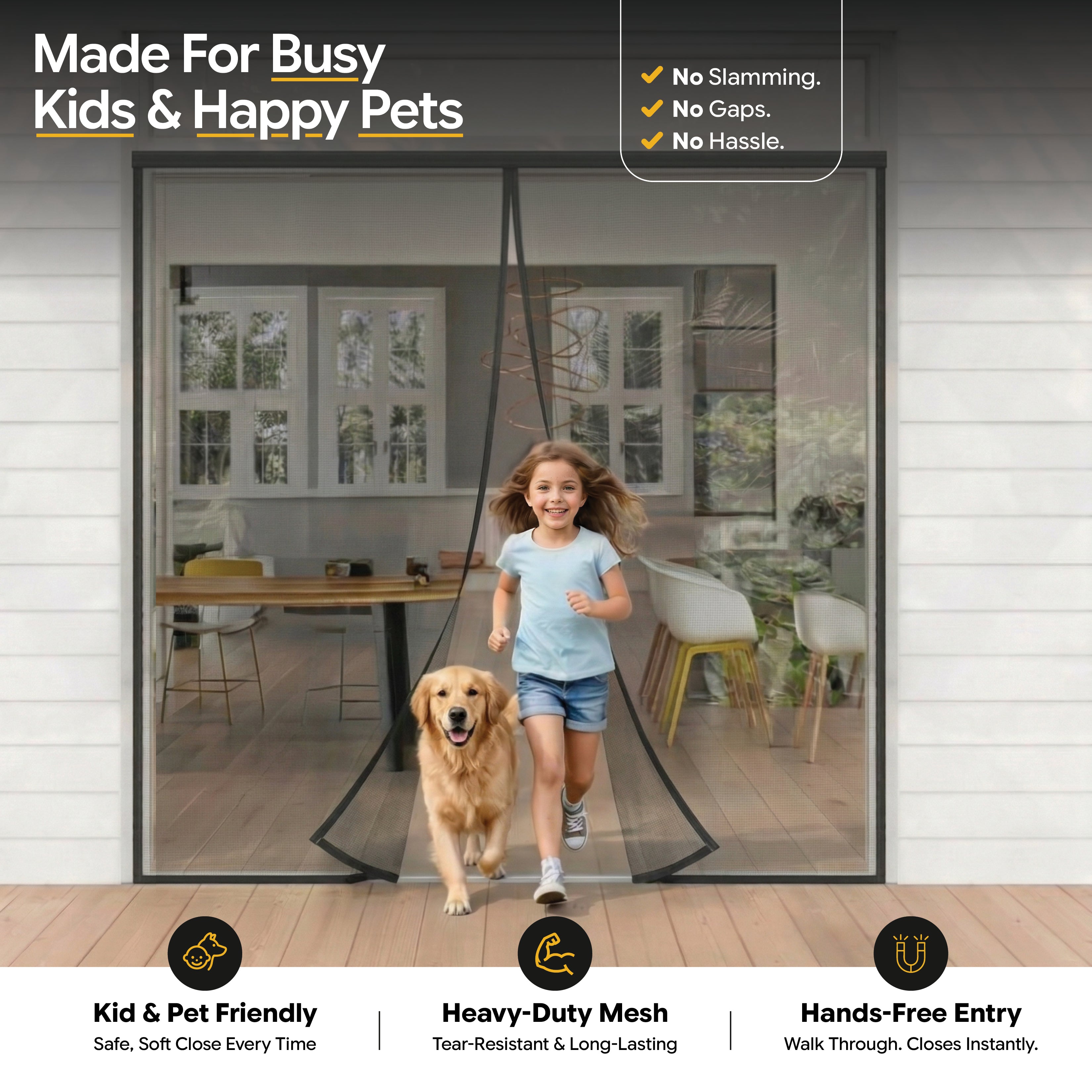 Heavy Duty Magnetic Mesh Screen Door